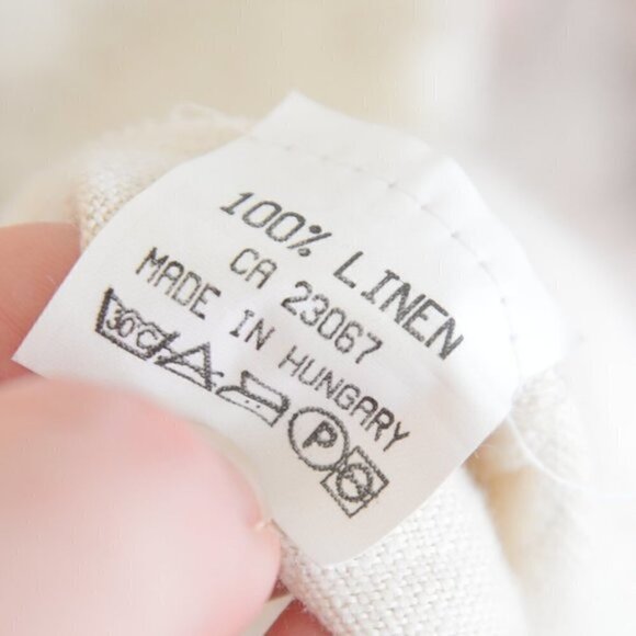 Vintage 1970s Boho Crochet Bib Collar Linen Blouse Sz M - Picture 5 of 9